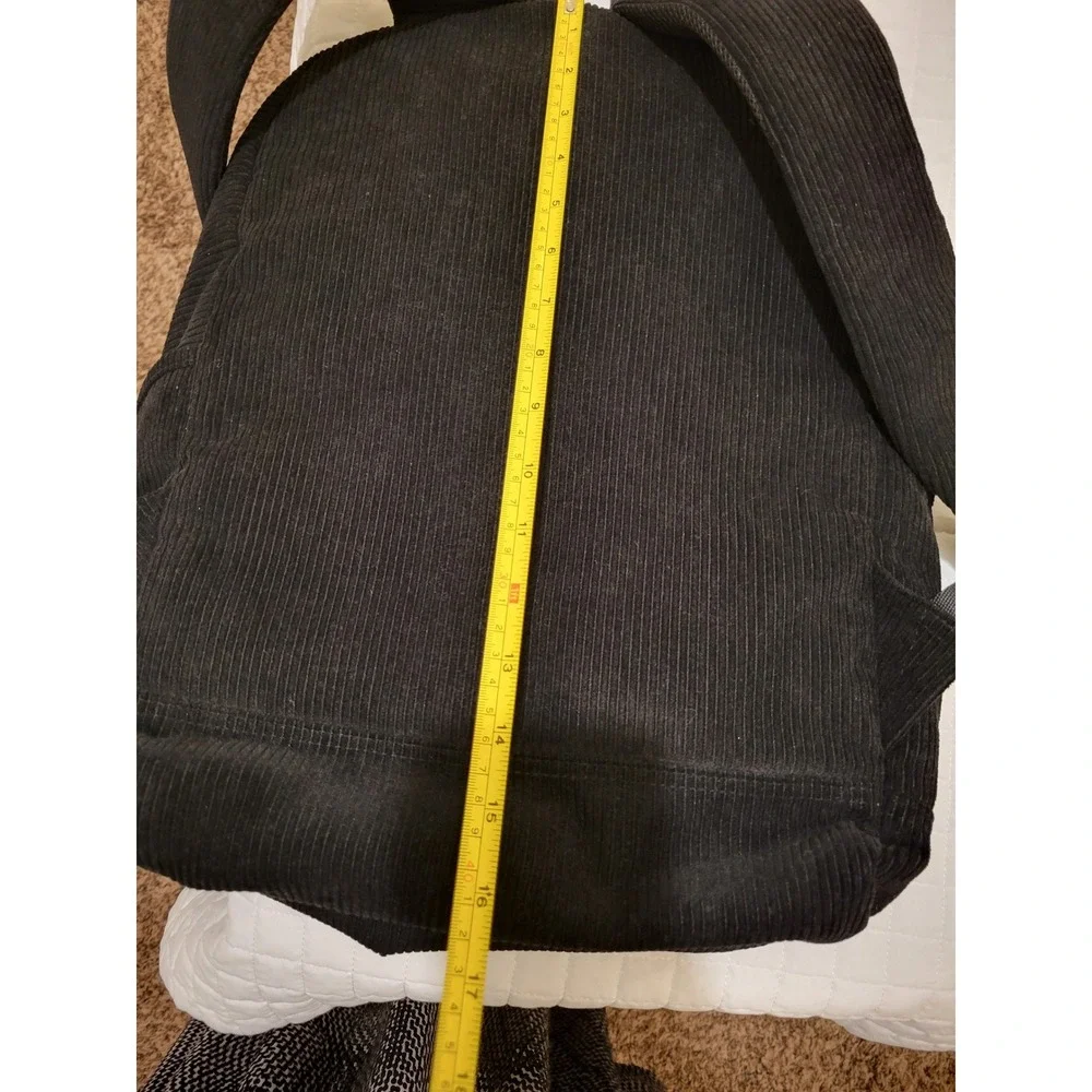 PINK Victoria's Secret Black Corduroy Backpack Laptop Sleeve School Bag Academic